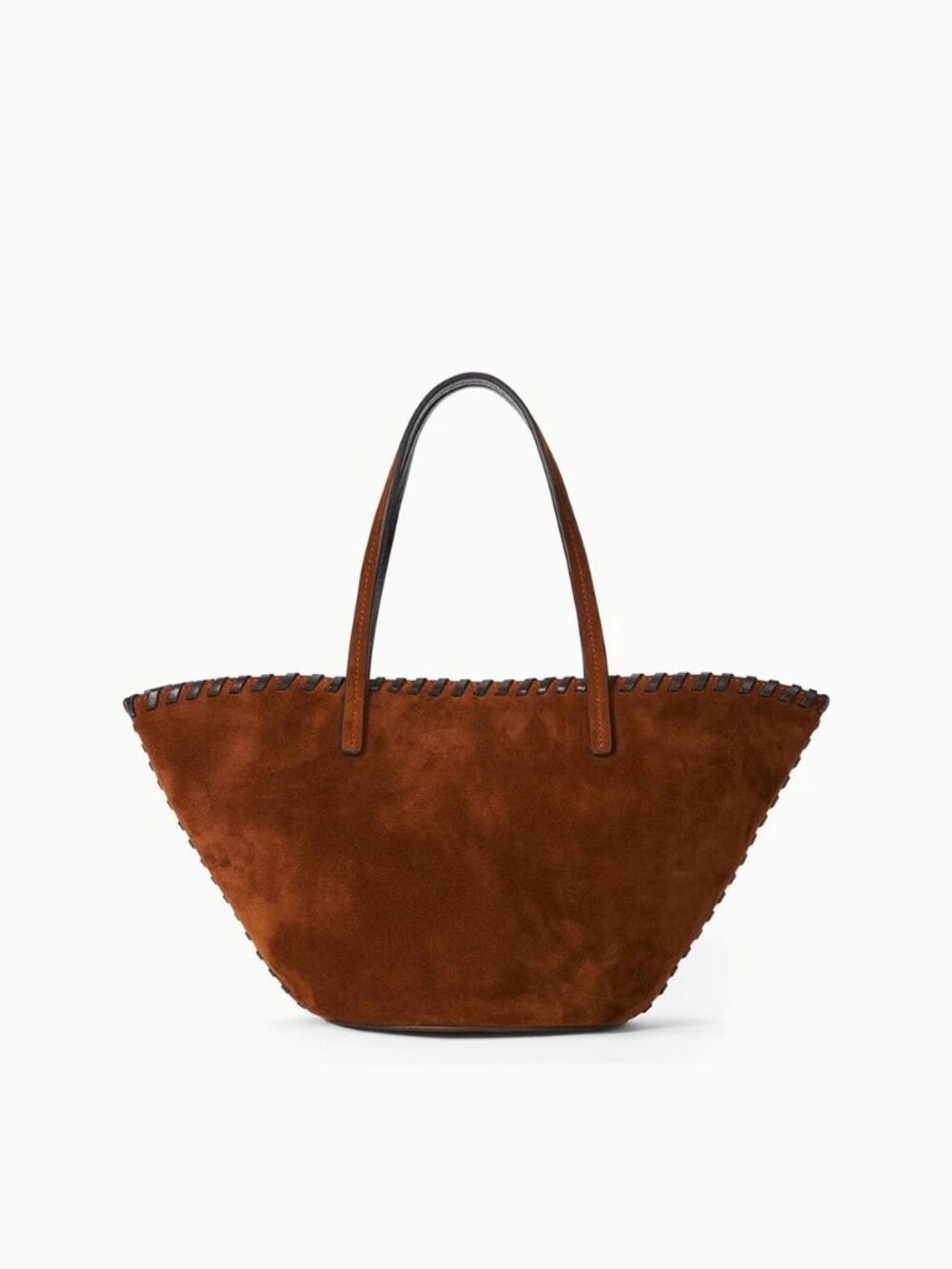 STAUD Brown Suede Whipstitch Tote